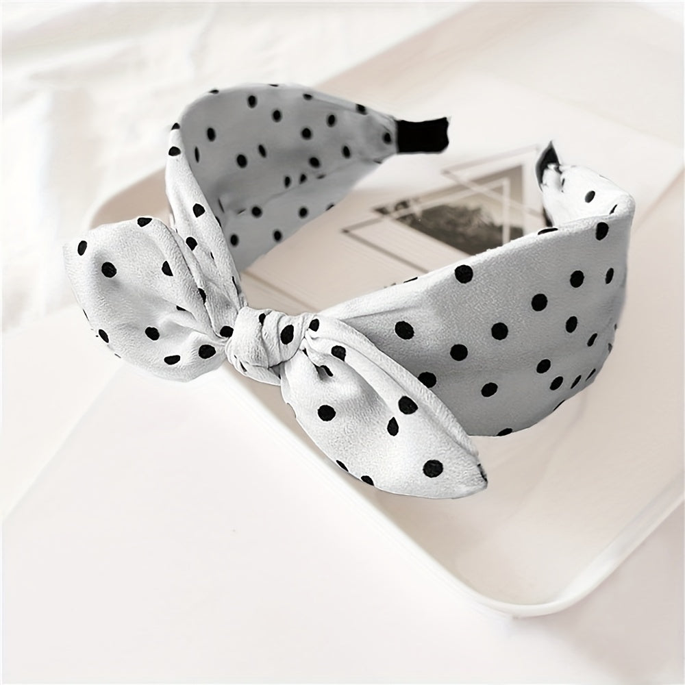 2 ta ayollar yozgi sochbog'lari to'plami, Polka Dot bilan bog'langan bowlar va quyon quloqlari bilan keng boshbog'lar, kundalik kiyim uchun