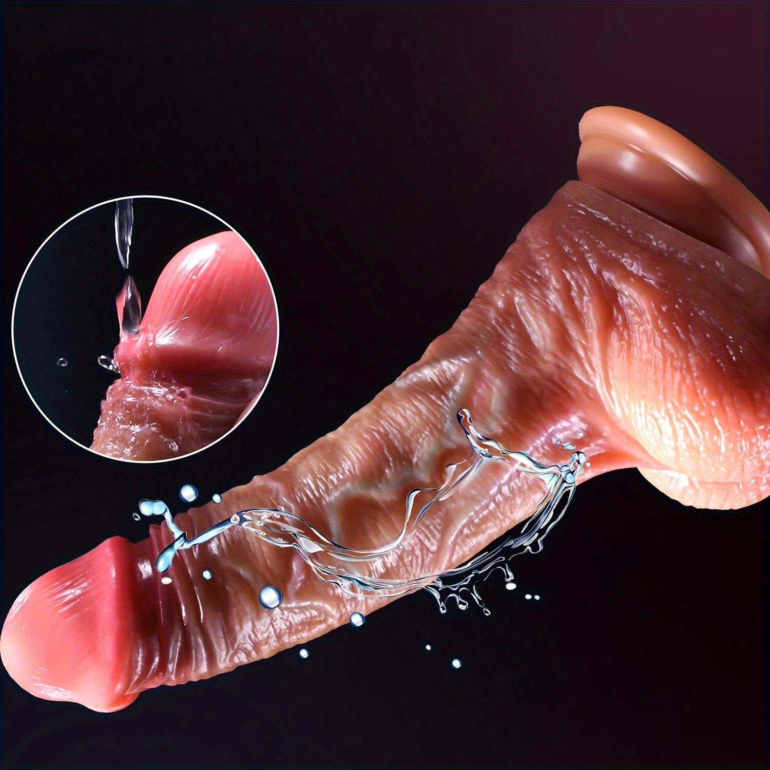 Women Silicone Dildo 21.59cm Foreskin Suction Cup Anal Sex Toy
