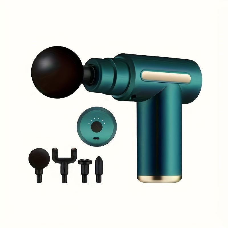 Portable Deep Tissue Massage Gun with 6 Speed Levels 4 Massage Heads Rechargeable Lithium Battery