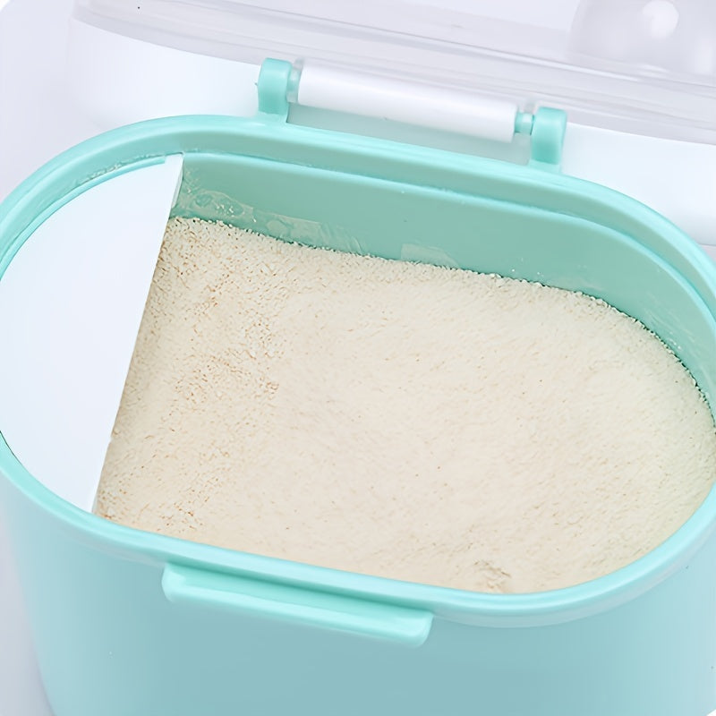 Yopilgan portativ katta hajmli saqlash konteyneri, yengil, yong‘oq, meva, un va boshqa uy-ro‘zg‘or buyumlarini yangi saqlash uchun. Oshxona tashkiloti va saqlash uchun ideal, bu saqlash qutisi sizning oshxona aksessuarlaringizga qulay qo‘shimcha bo‘ladi.