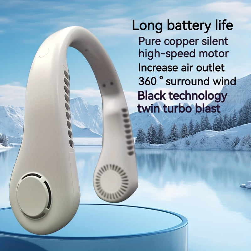 Large Diameter No-Blade Neck Fan with 5 Speed USB Rechargeable 360° Cooling