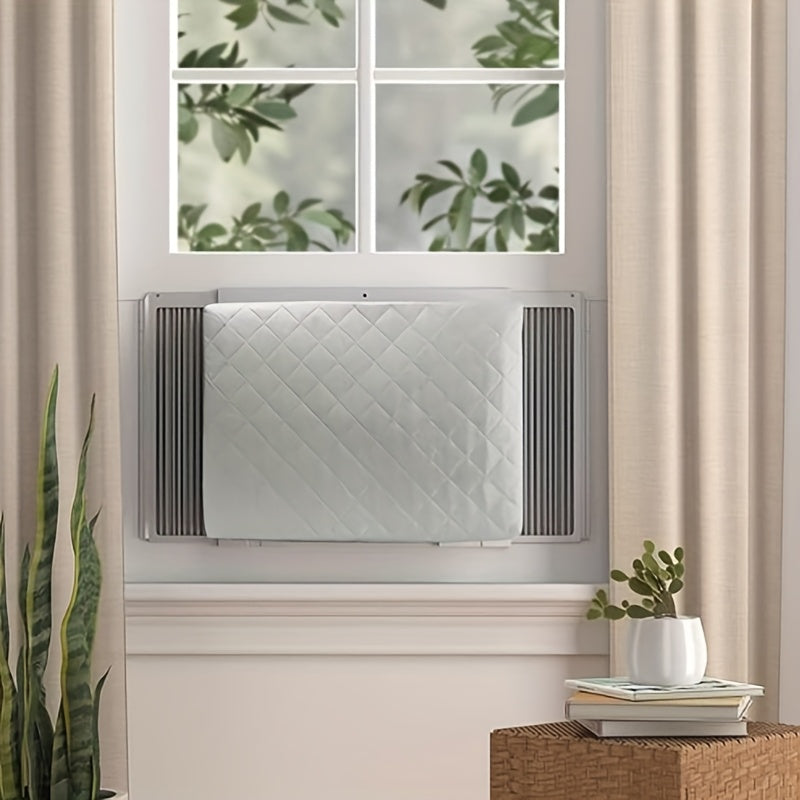 Indoor Double-Layer Insulation AC Window Unit Cover with Elastic Drawstring 53.34cm x 38.1cm x 8.89cm