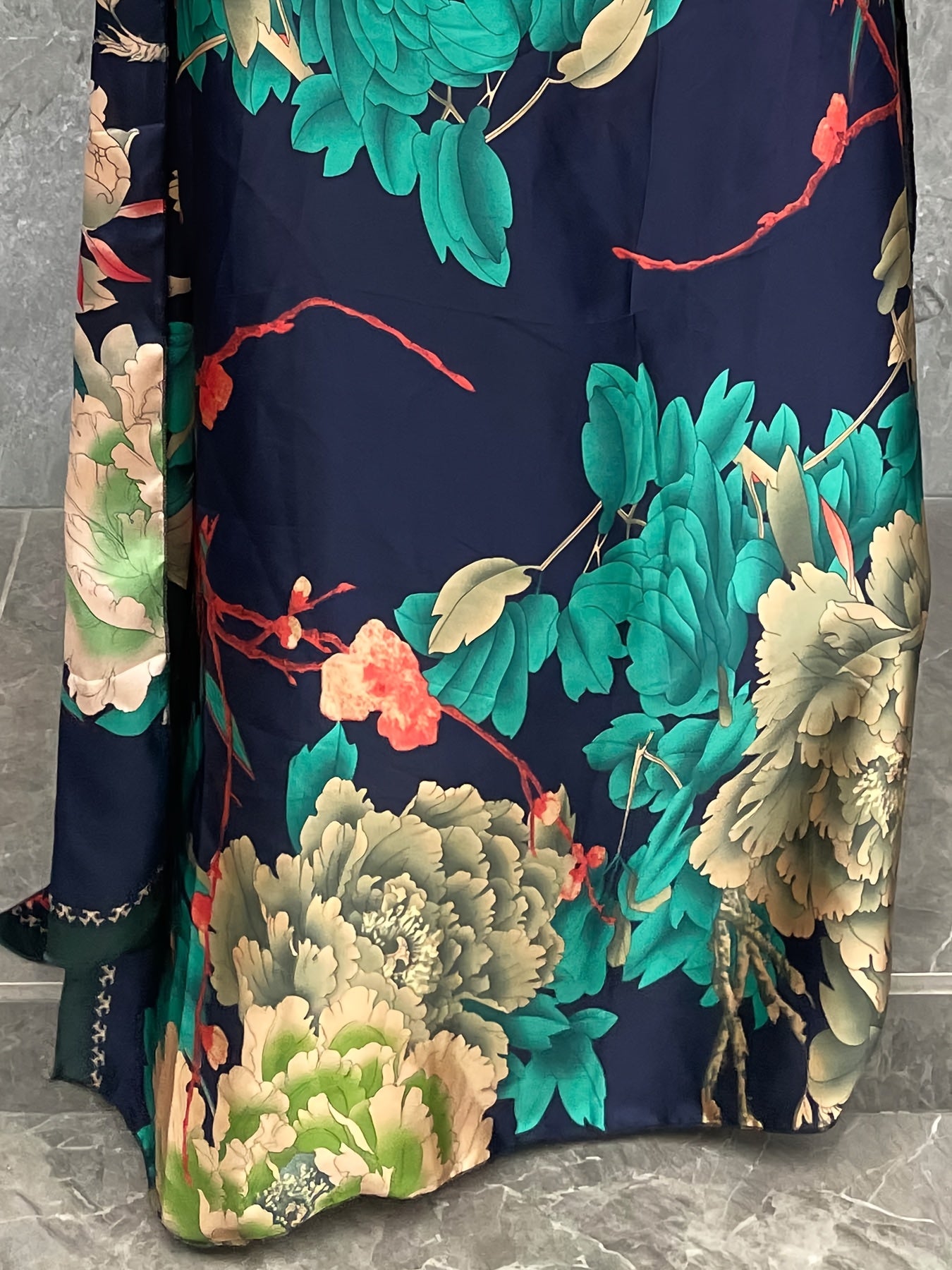 Plus Size Floral Print Maxi Kaftan Dress Short Sleeve Summer Beach Coverup