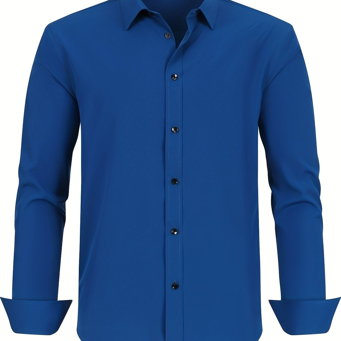Men's Plus Size Solid Color Dress Shirt with Square Collar Regular Fit All-Season Polyester