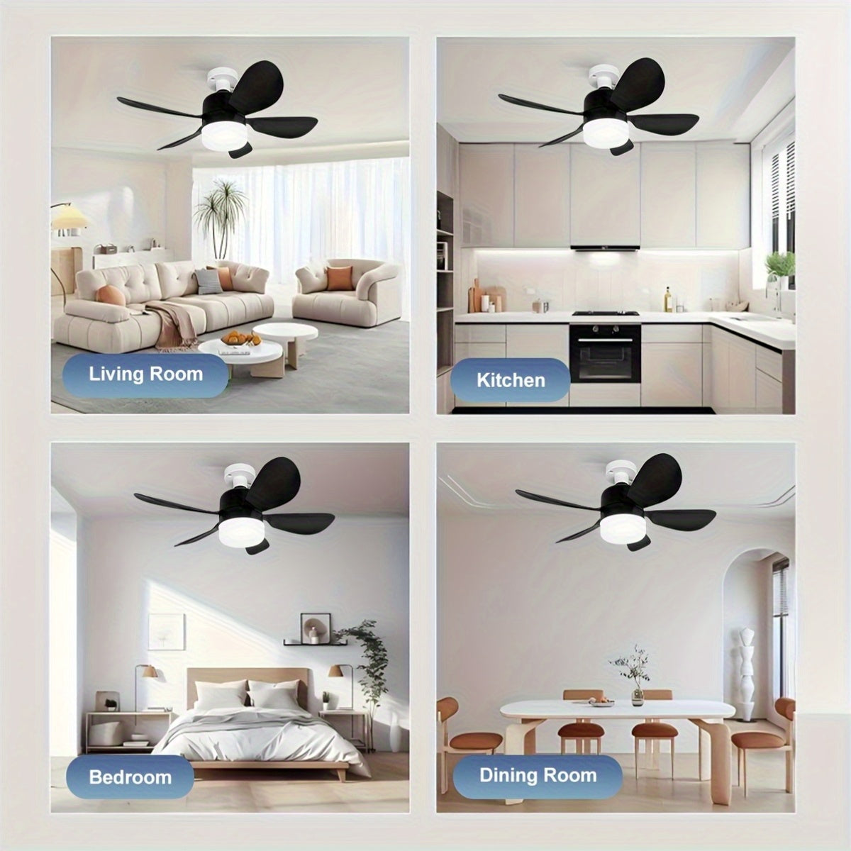16-Inch LED Ceiling Fan with Tri-Color Temperature Control and Adjustable Speed