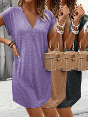 Women's Athletic Dresses 3 Pack Stretchy V-Neck Casual Short Sleeve Solid