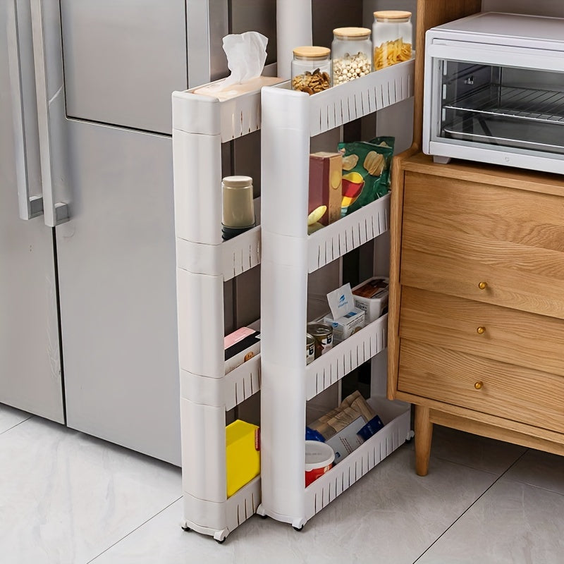 3-Layer Refrigerator Edge Gap Organizer Cabinet for Bathroom and Living Room Storage Free-Standing Trolley
