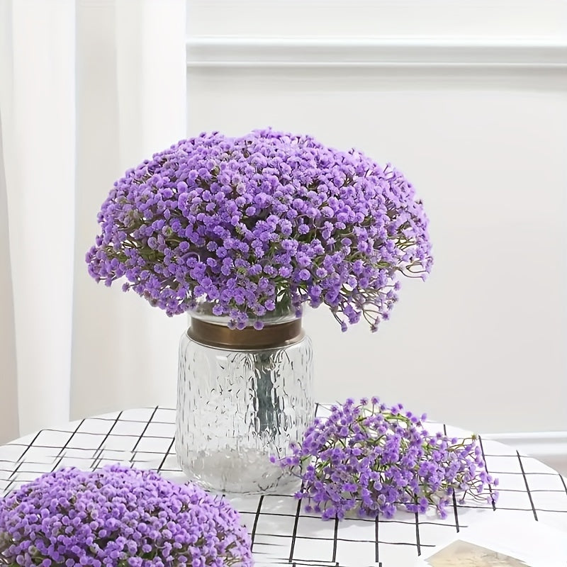 15/25/30pcs Artificial Baby's Breath Flowers Fake Purple Dried Bouquet for Wedding Bridal Shower Decor