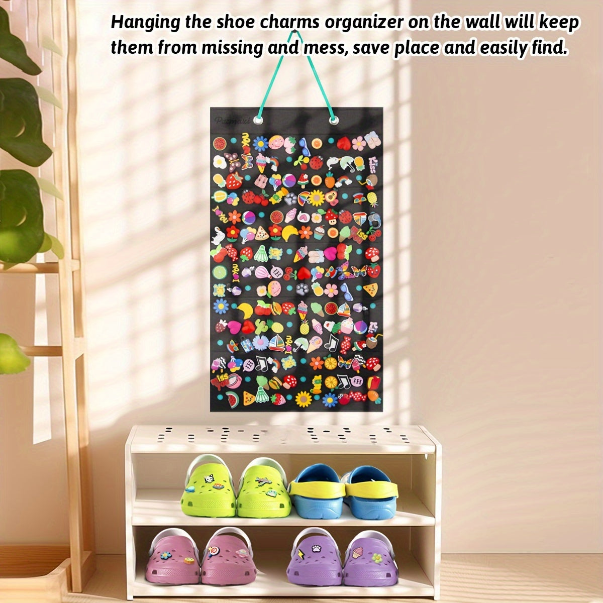 Hanging Shoe Charms Organizer Wall Mount with 180 Holes for Shoe Decorations