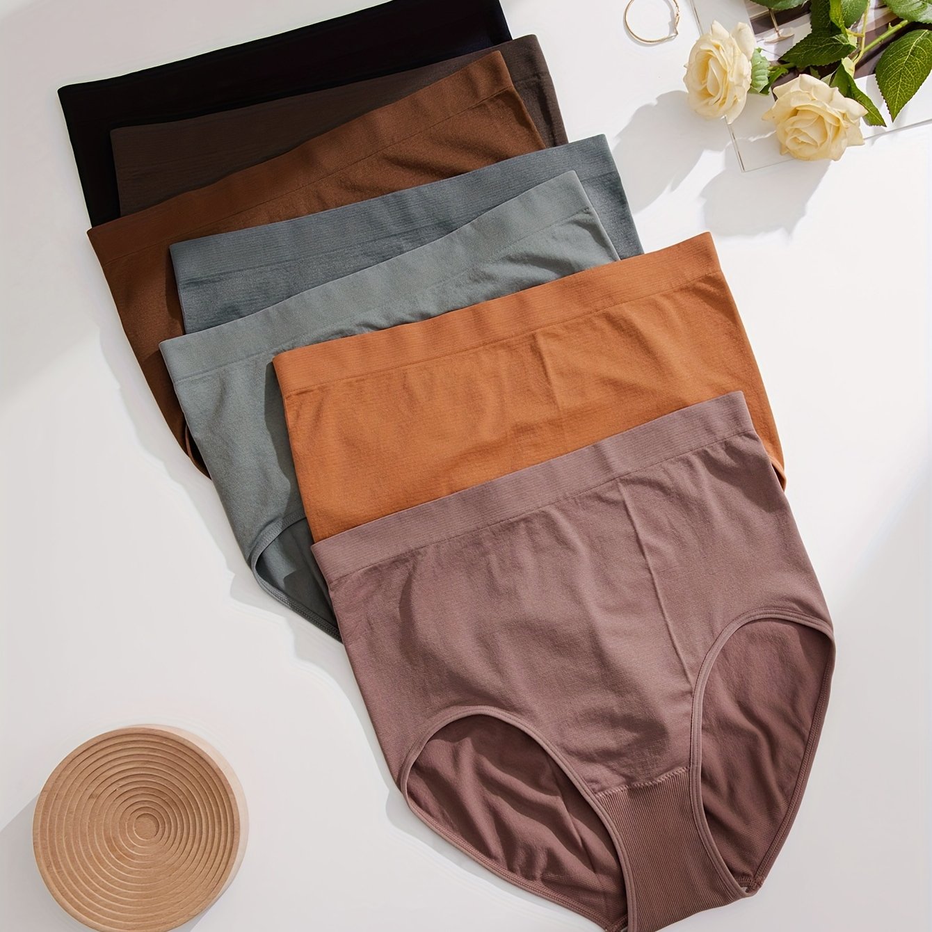 7-Pack Women's Seamless Plus Size Panties Soft Breathable Elastic Waistband