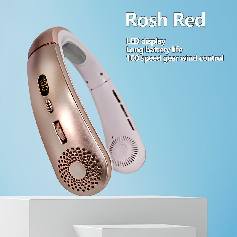 Portable Neck Fan Personal Cooler with Digital Display and Adjustable Speeds
