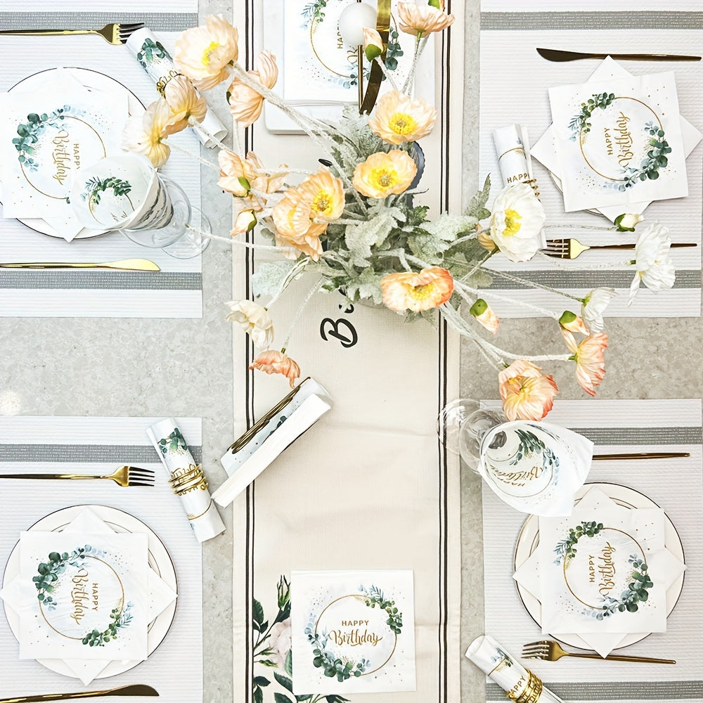 Pack of 20 Disposable Printed Square Birthday Napkins 33cm x 33cm