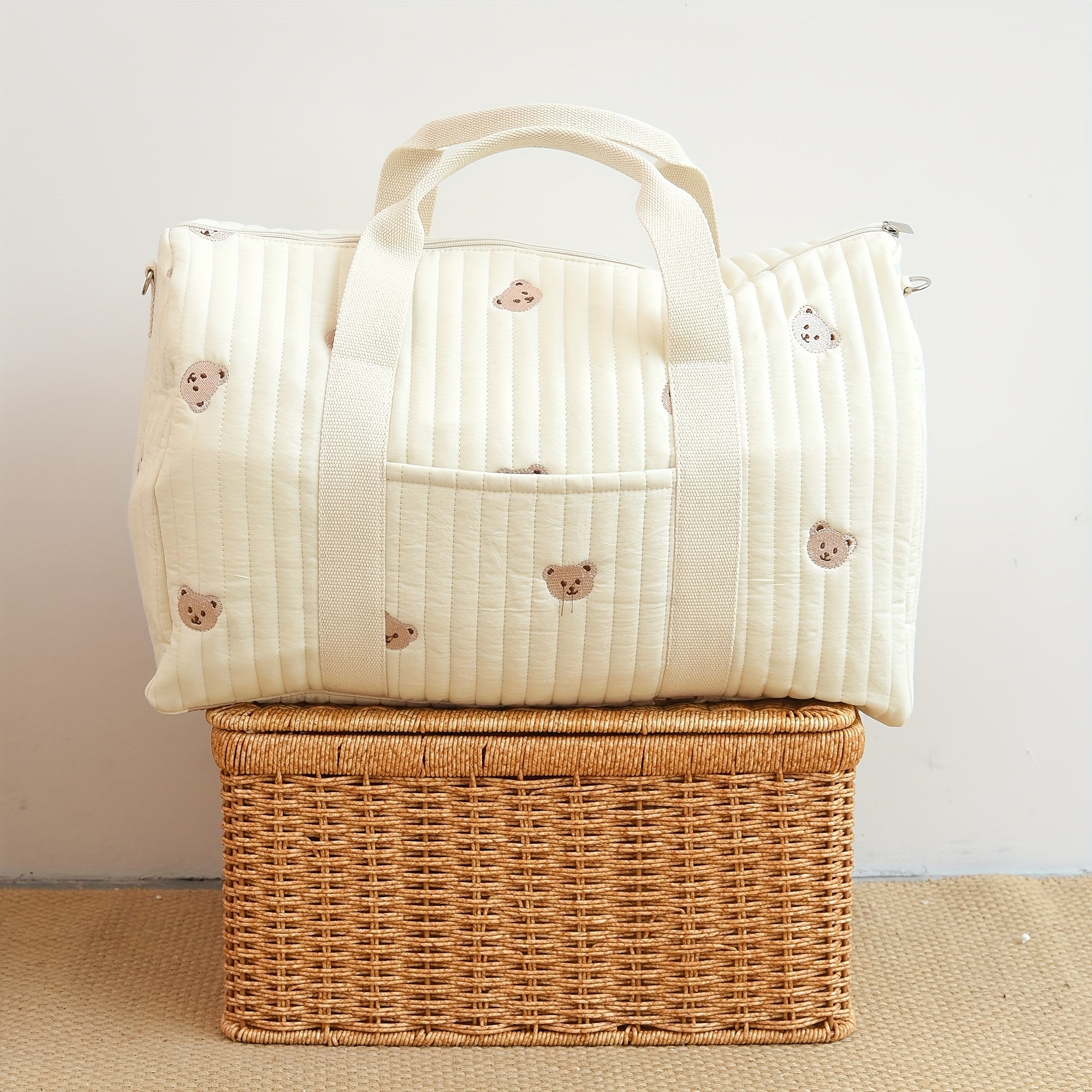 Large Capacity Travel Bag with Embroidered Design, Lightweight, Versatile for Short Trips