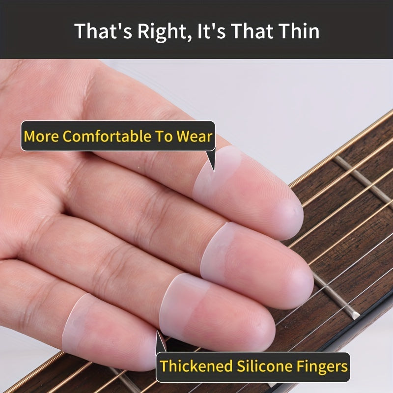Protectores de dedos de silicona para guitarra blancos, antideslizantes, set de 4