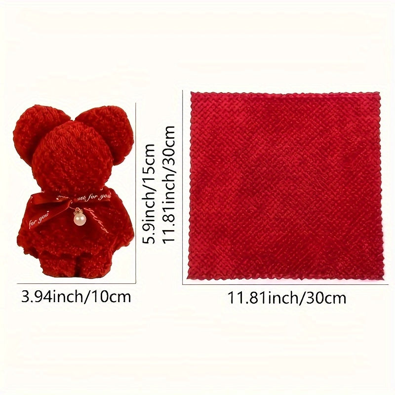 20-Inch Ultra-Soft Coral Fleece Bear Towels in Clear Gift Bag for Kids and Events