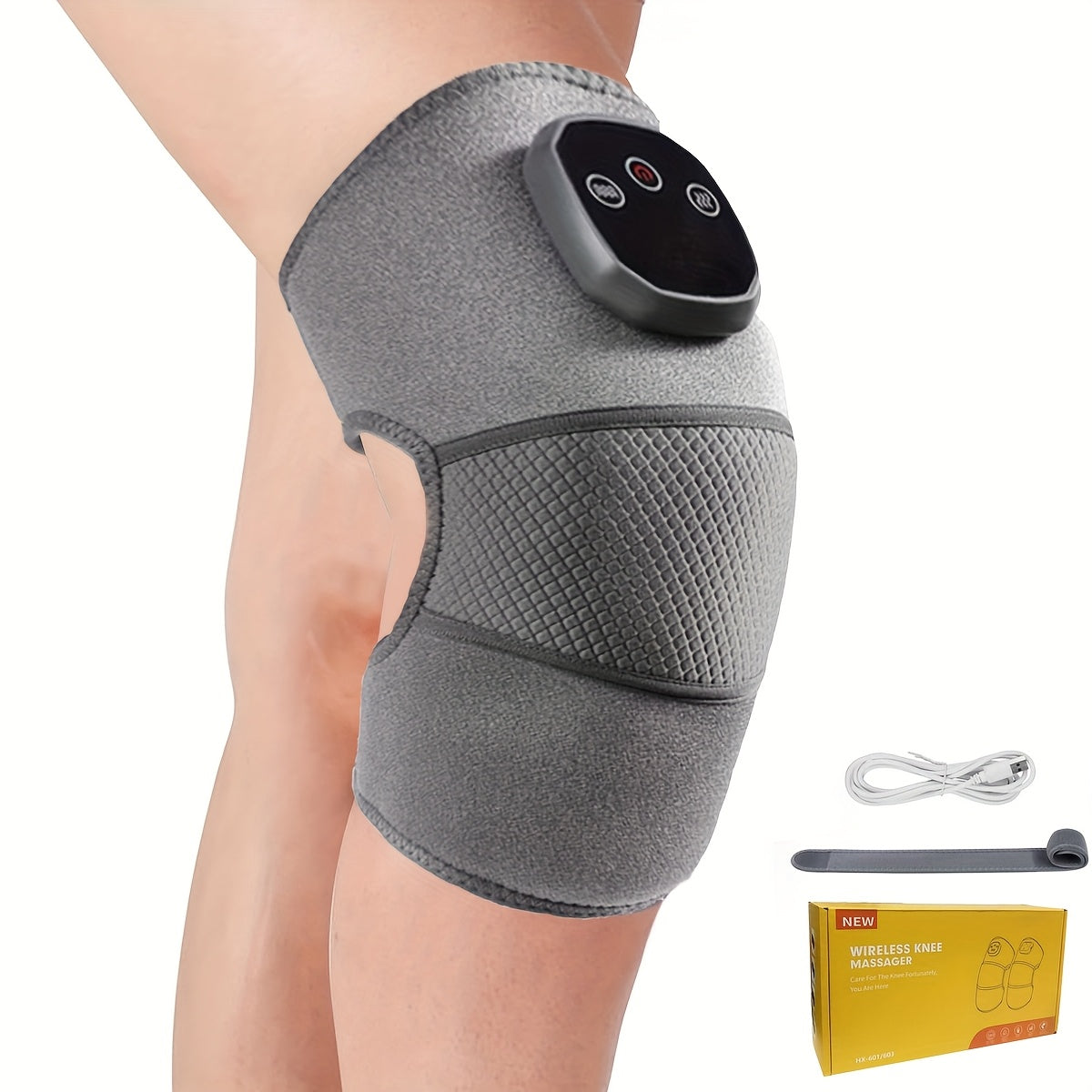 USB Rechargeable Knee Massager with Heat Vibration Adjustable Length