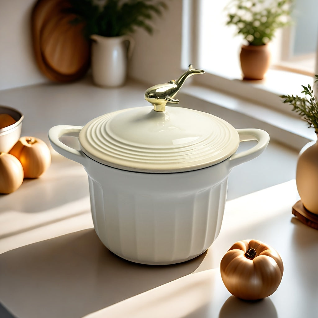 Enamel Cast Iron Soup and Stew Pot 16.5cm Oven Safe Gas and Electric Stove Use