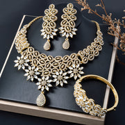 Elegant Jewelry Set with Necklace Bracelet Ring and Earrings for Weddings