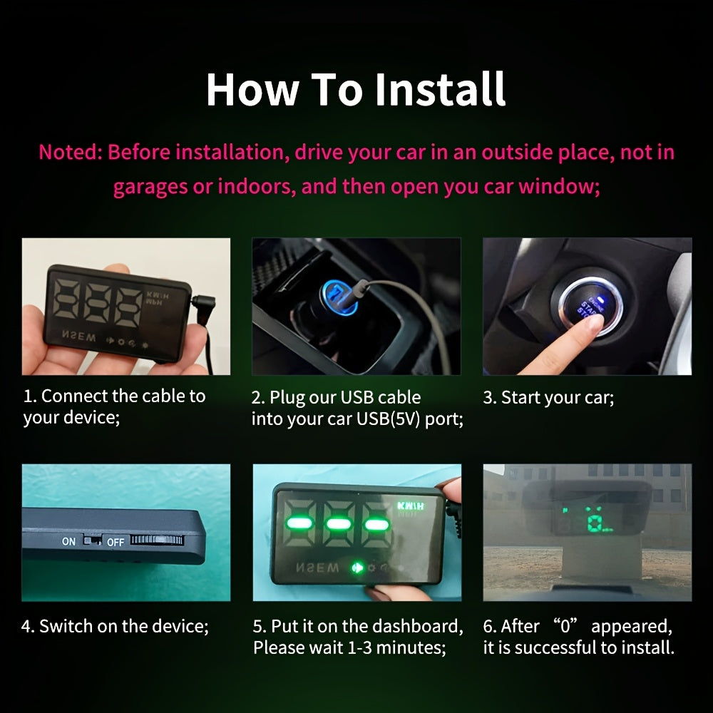 Car HUD Windshield Projector Head Up Display Digital Speedometer Overspeed Info