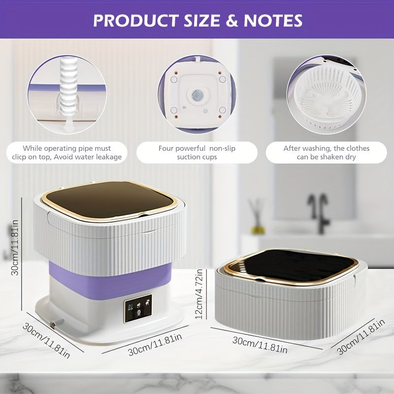 Portable Washing Machine with Dryer 11L Compact Square for RVs Apartments Camping Dorms