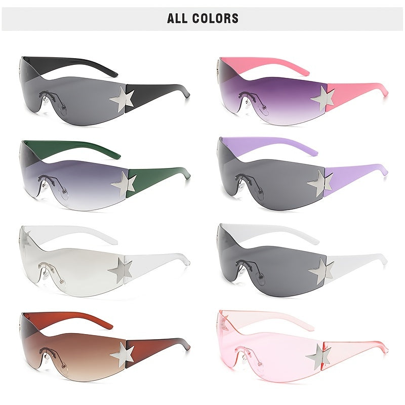 Безободные спортивные очки в стиле Y2K для женщин с интегрированным дизайном для активного отдыха и путешествий