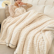 Velvet Throw Blanket with Carved Pattern 350g Cozy All-Season Washable Couch Bed