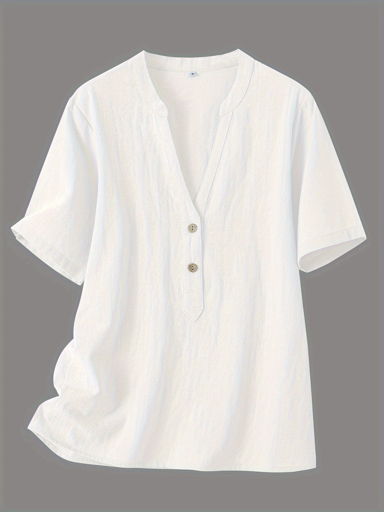 Women's Loose Fit V-Neck Short Sleeve Cotton Blouse for Casual Wear