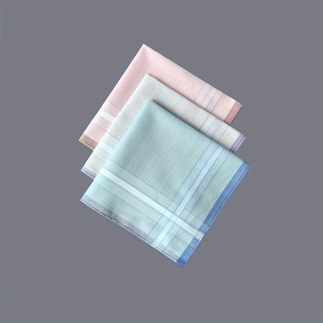 Set of 6 Soft Cotton Handkerchiefs 29cm Stylish Striped Pattern Absorbent