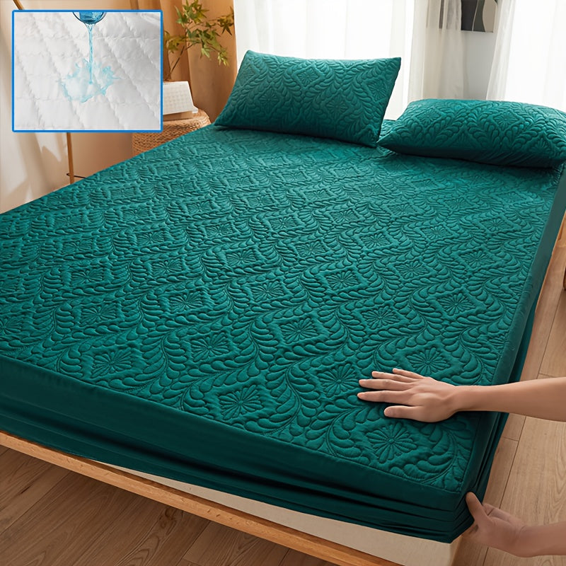 Waterproof Quilted Mattress Protector Fitted Sheet Teal 1-Piece Ultra-Soft Breathable