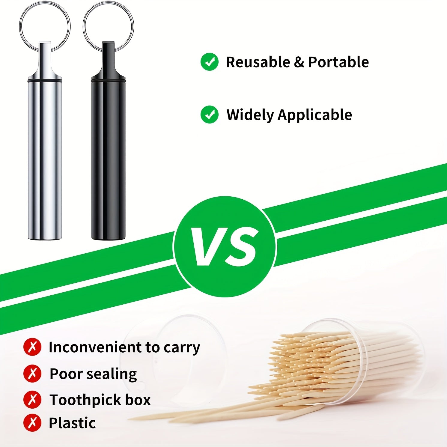 Portable Toothpicks Holder with Keychain for Travel and Outdoor Use
