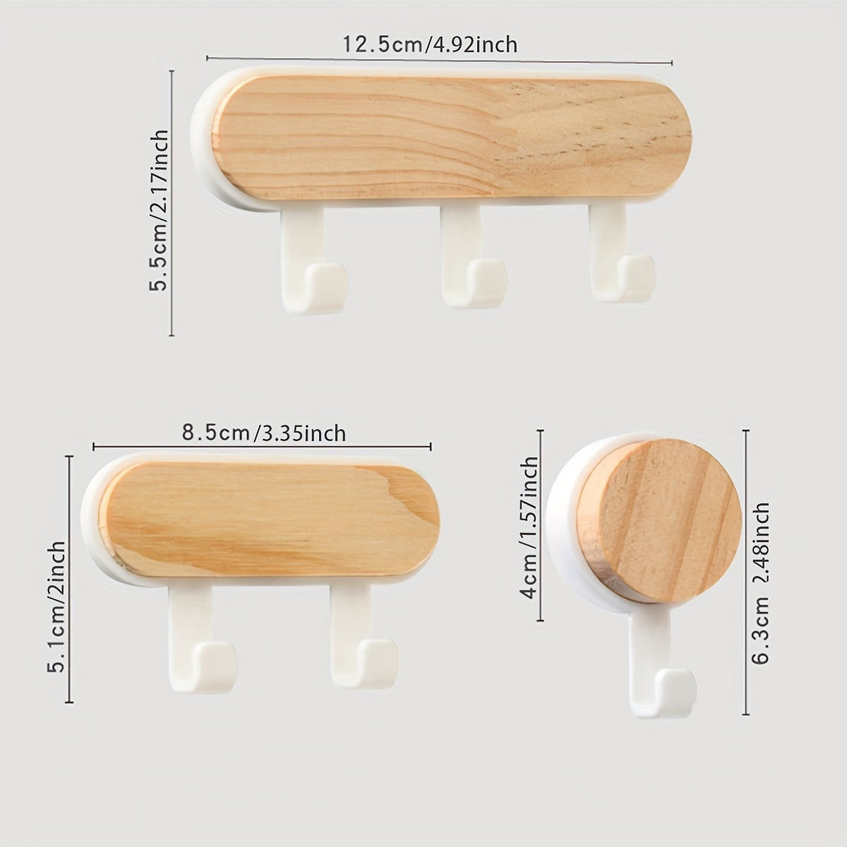 Gancho adhesivo de madera maciza para hogar, cocina, ventana, 1 paquete