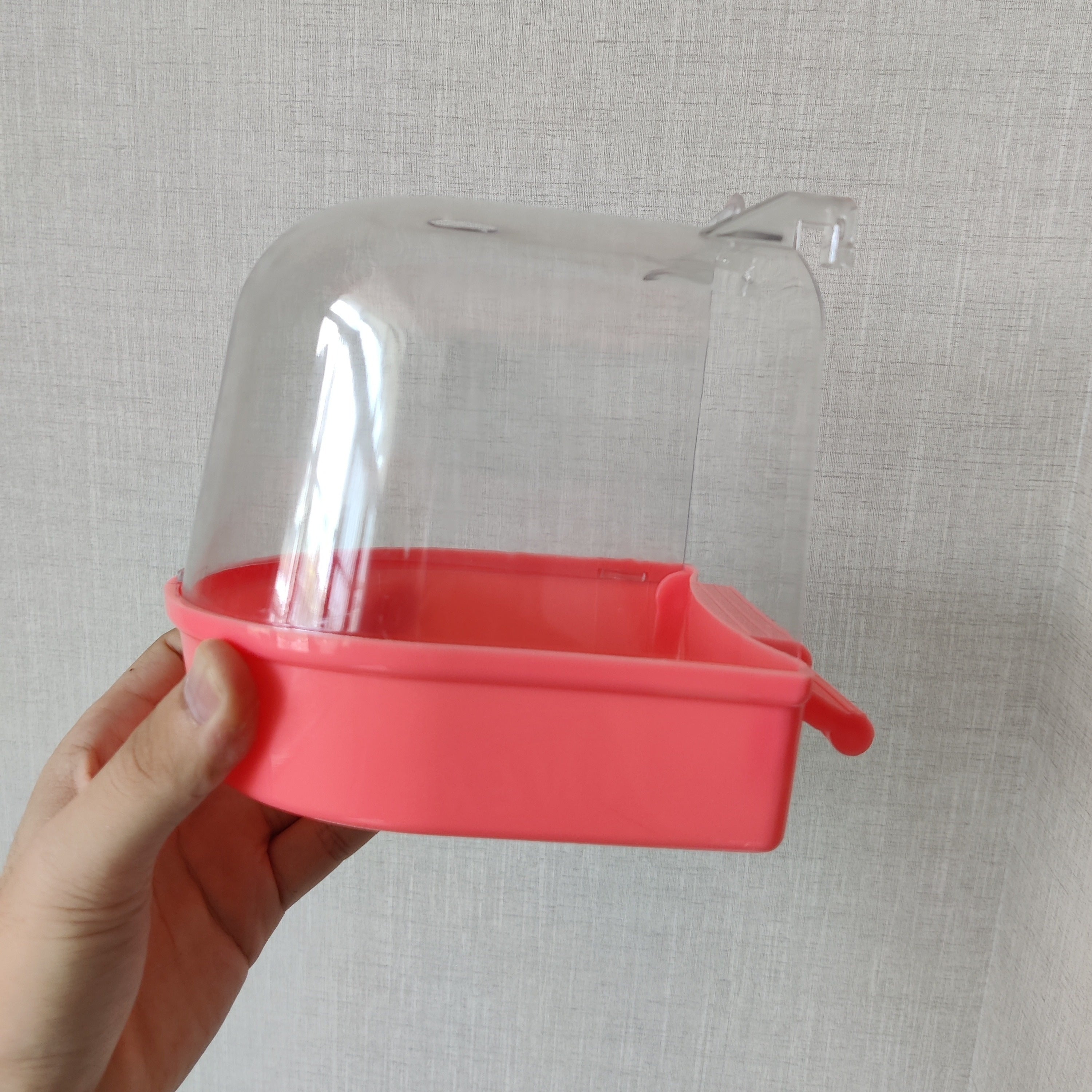 Clear Bird Bath for Parakeets Made from ABS Resin Cage Accessory