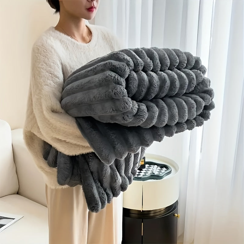 Faux Fur Shawl Blanket Plush Cozy Stylish for Home or Travel