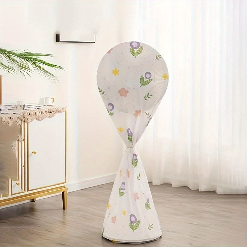 Modern Minimalist PVC Fan Dust Cover with Floral Patterns Full Protection Dust-Proof