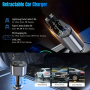 Cargador de coche 4 en 1 con carga rápida de 66W, adaptador de corriente USB C para smartphones