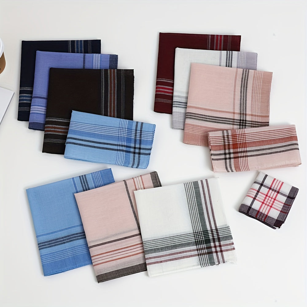 Men's Polyester Plaid Handkerchiefs 12-Pack for Weddings Outdoor Activities