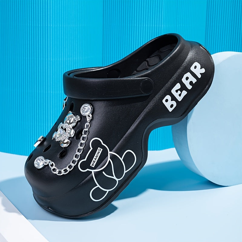 Women's Pink Bear-Themed EVA Slippers Soft Comfortable All-Season Fashion