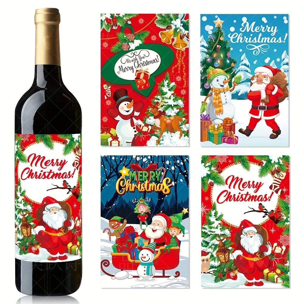 Christmas Wine Bottle Labels Paper Festive Party Decorations No Electricity Needed