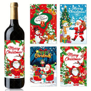 Christmas Wine Bottle Labels Paper Festive Party Decorations No Electricity Needed
