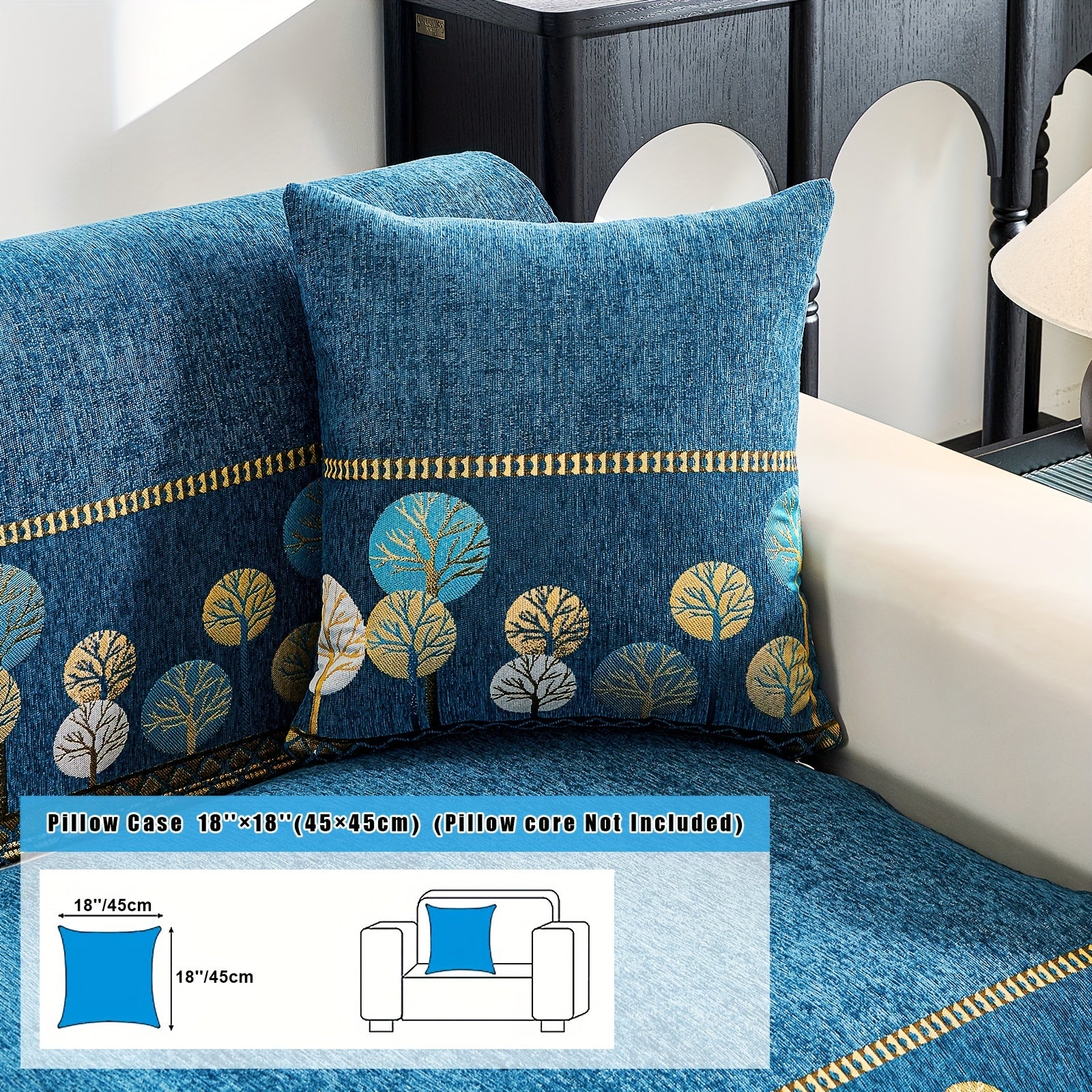 Chenille Sofa Slipcover with Geometric Embroidery Pet-Friendly Fabric for Home Decor