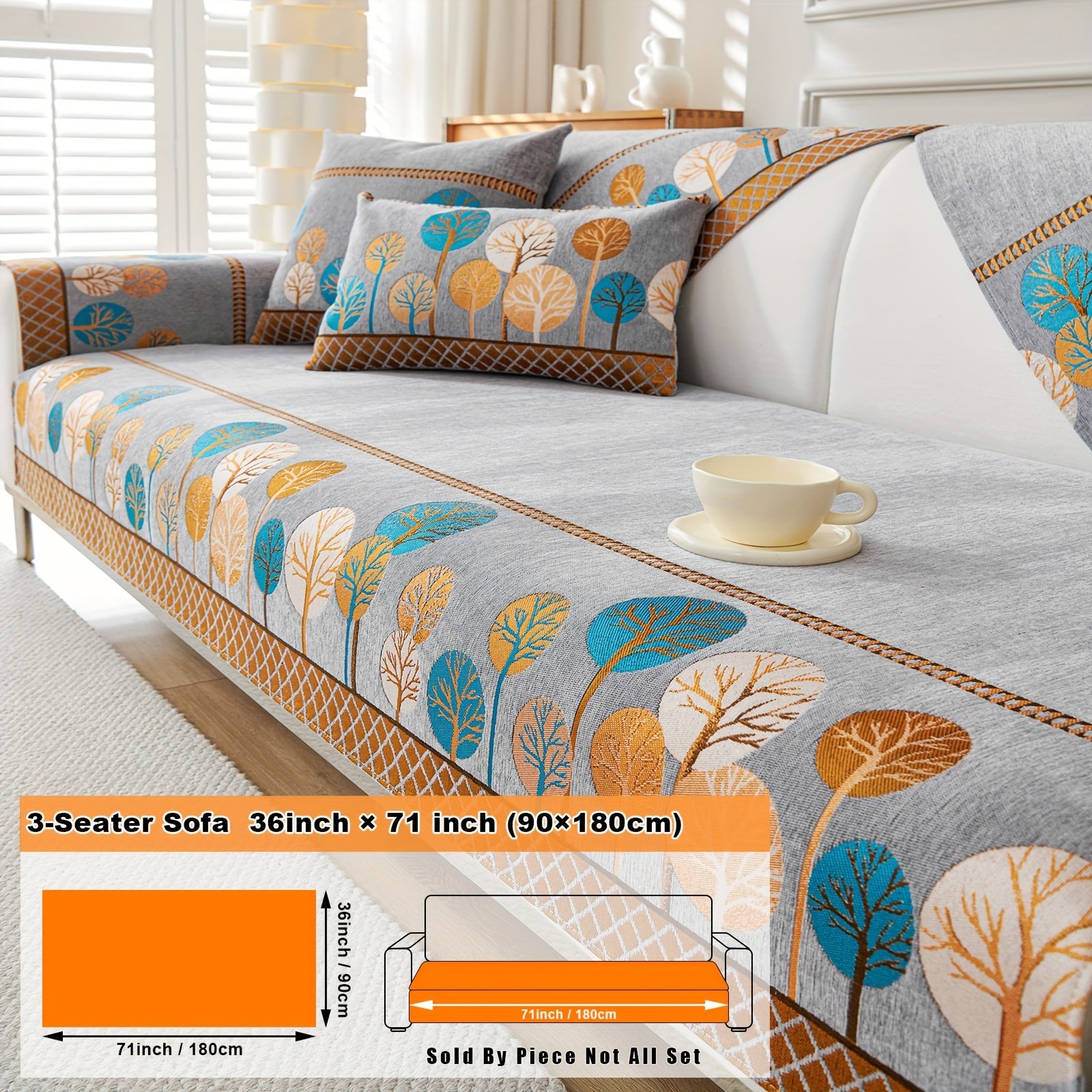 Bohemian Moonlit Trees Sofa Cover for Single to Quadruple Seaters Pet-Friendly Machine Washable Viscose