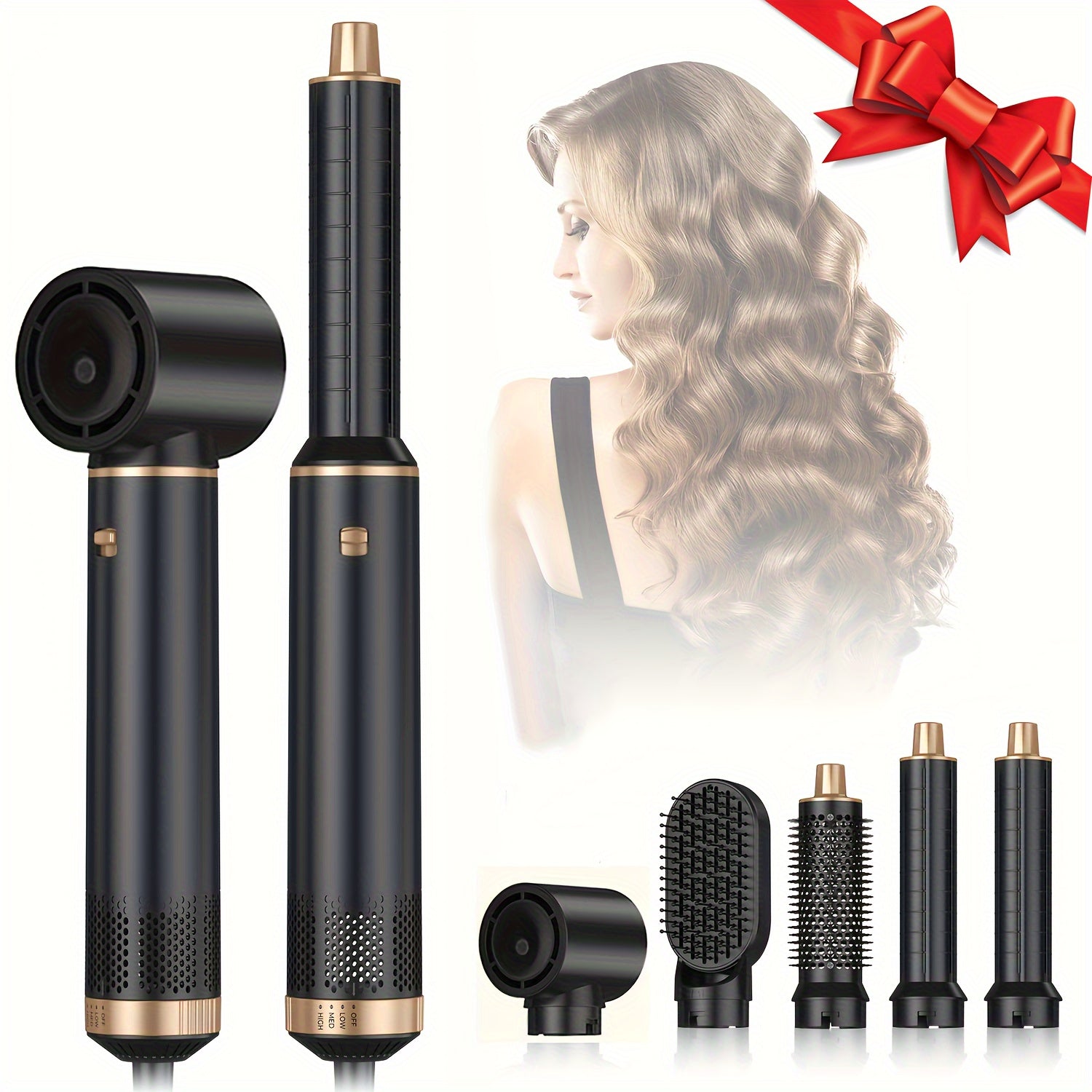 Herramienta de peinado multifuncional 5 en 1 con rizador, plancha, secador y cepillo