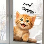 Double-Sided Electrostatic Window Sticker with Cute English Cat Design