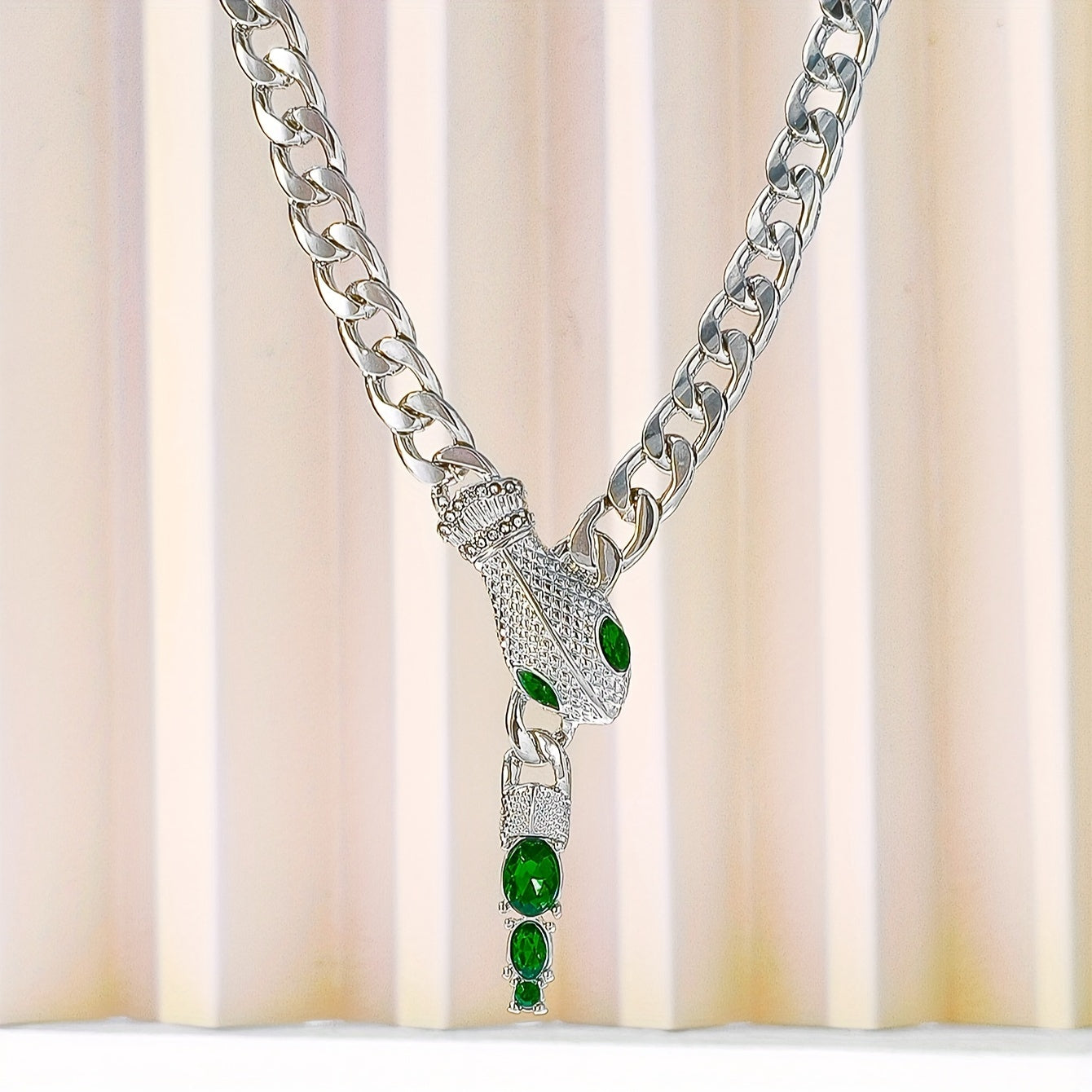 Women's Snake Pendant Necklace with Rhinestones Zinc Alloy Clavicle Chain