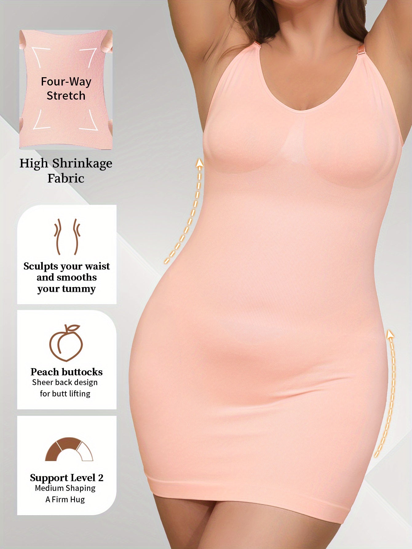 Women's Pastel Pink Bodycon Dress for Gym Yoga and Casual Seamless Fit