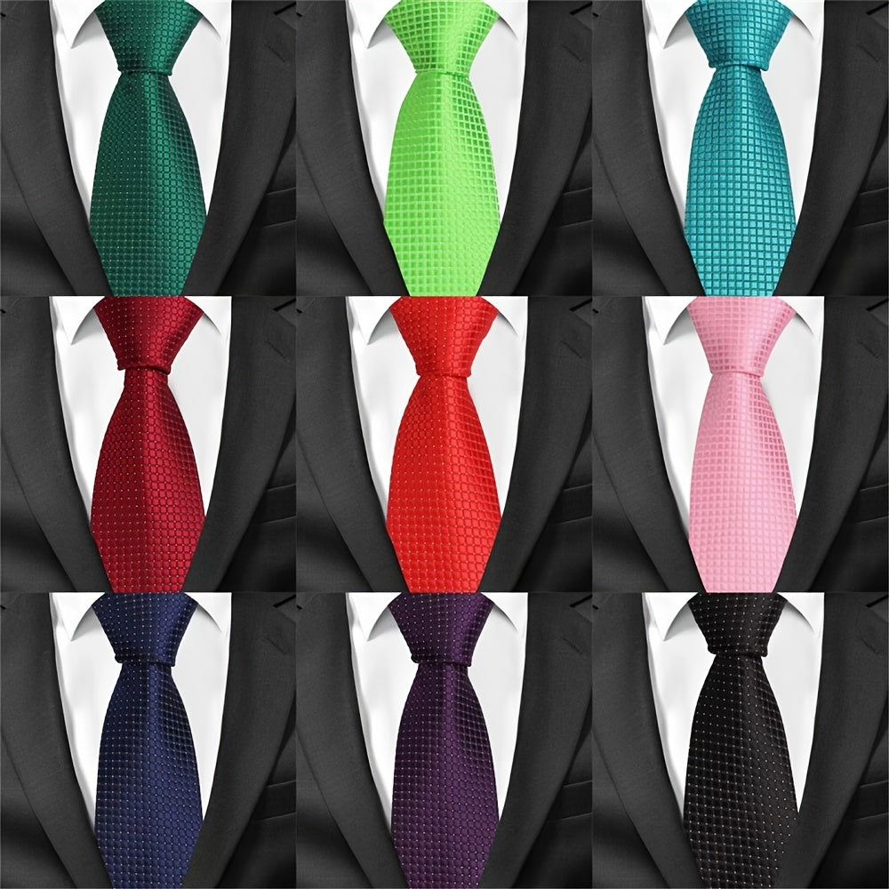 Men's Classic Business Tie Small Plaid Pattern Wedding Tie for Formal Events