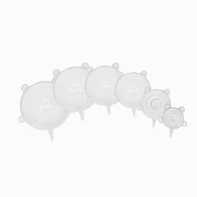 Six Pieces Reusable Silicone Stretch Lids Transparent Heat-Resistant Food Cover Set