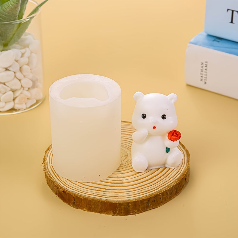 Molde de silicona Mini Bear para velas de aromaterapia y decoración de pasteles, pequeño accesorio de manualidades