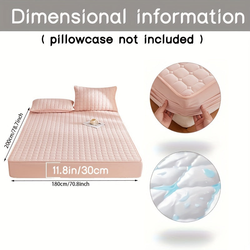 Solid Color Quilted Fitted Sheet Waterproof Thickened Breathable Fabric Fits Mattresses 5-27cm