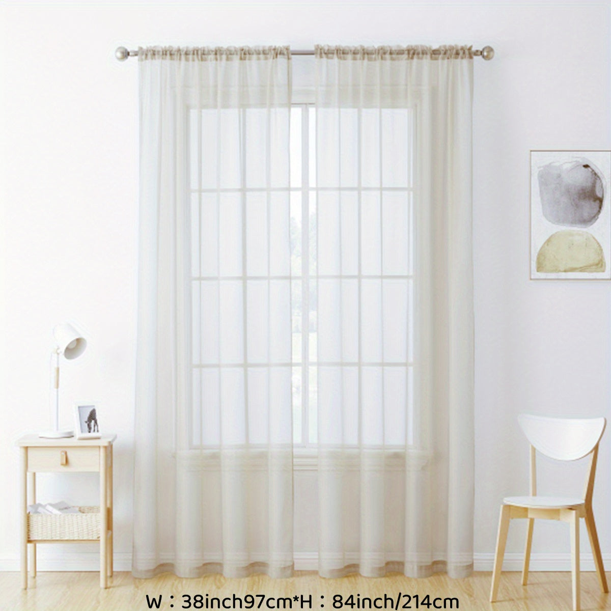 Sheer Voile Curtain Panels for Living Room Bedroom Kitchen Semi-Transparent Polyester